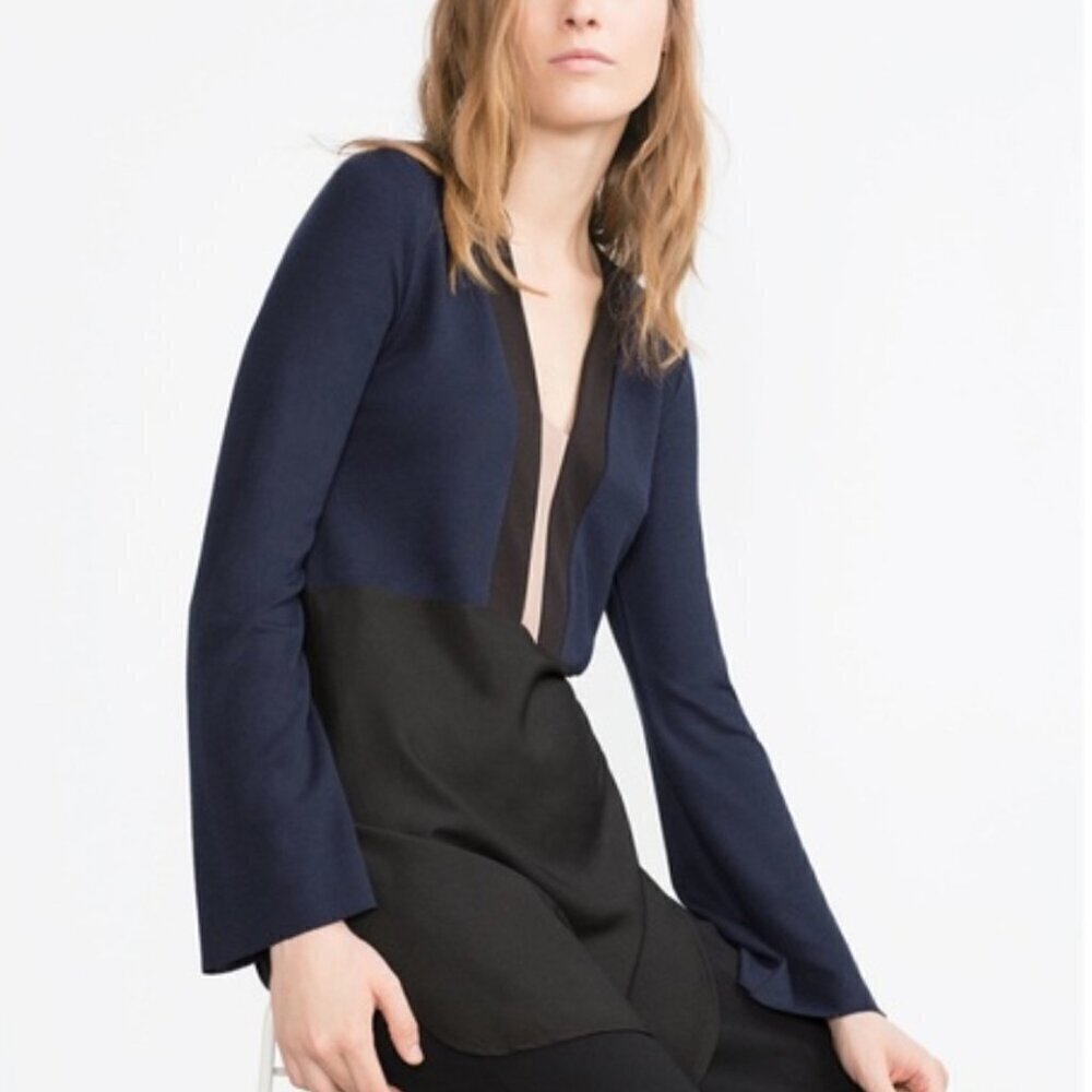 Zara W&B Navy and Black Long Sleeve Tunic Women’s Size M - Picture 12 of 12